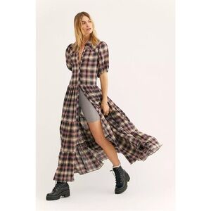 Free People Little Bit of Plaid Maxi Dress in Nightfall Combo Sz XS Fall Boho